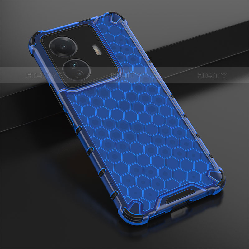 Coque Rebord Contour Silicone et Vitre Transparente Housse Etui 360 Degres AM1 pour Vivo T1 Pro 5G Bleu Plus