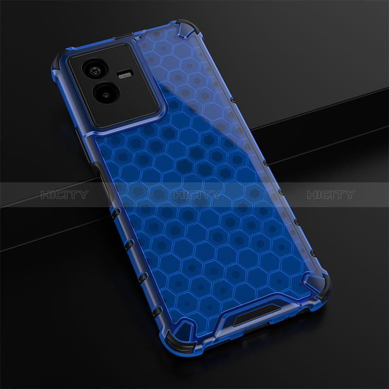 Coque Rebord Contour Silicone et Vitre Transparente Housse Etui 360 Degres AM1 pour Vivo T2x 5G Bleu Plus