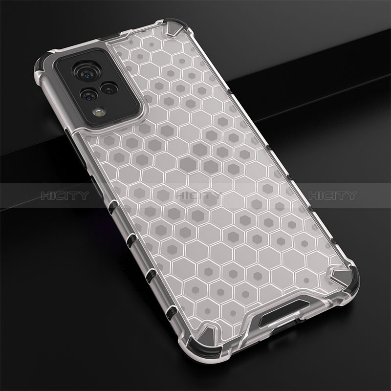 Coque Rebord Contour Silicone et Vitre Transparente Housse Etui 360 Degres AM1 pour Vivo V21 5G Blanc Plus