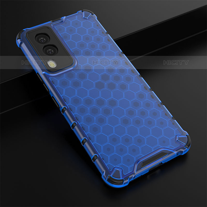 Coque Rebord Contour Silicone et Vitre Transparente Housse Etui 360 Degres AM1 pour Vivo V21e 5G Bleu Plus