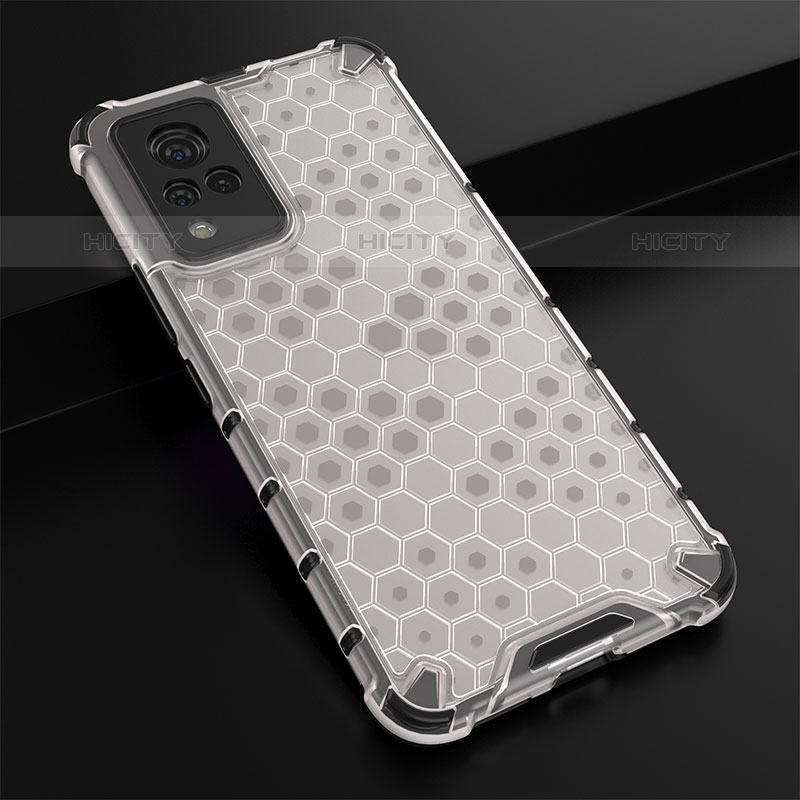 Coque Rebord Contour Silicone et Vitre Transparente Housse Etui 360 Degres AM1 pour Vivo V21s 5G Blanc Plus