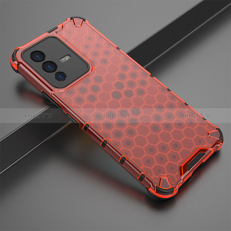 Coque Rebord Contour Silicone et Vitre Transparente Housse Etui 360 Degres AM1 pour Vivo V23 5G Rouge Plus