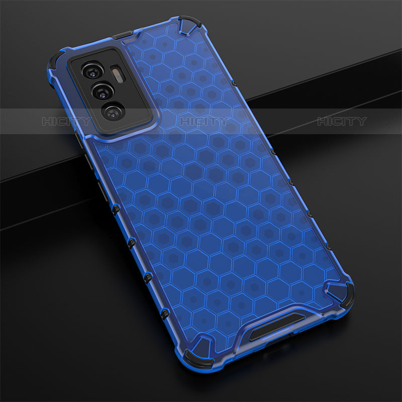 Coque Rebord Contour Silicone et Vitre Transparente Housse Etui 360 Degres AM1 pour Vivo V23e 5G Bleu Plus