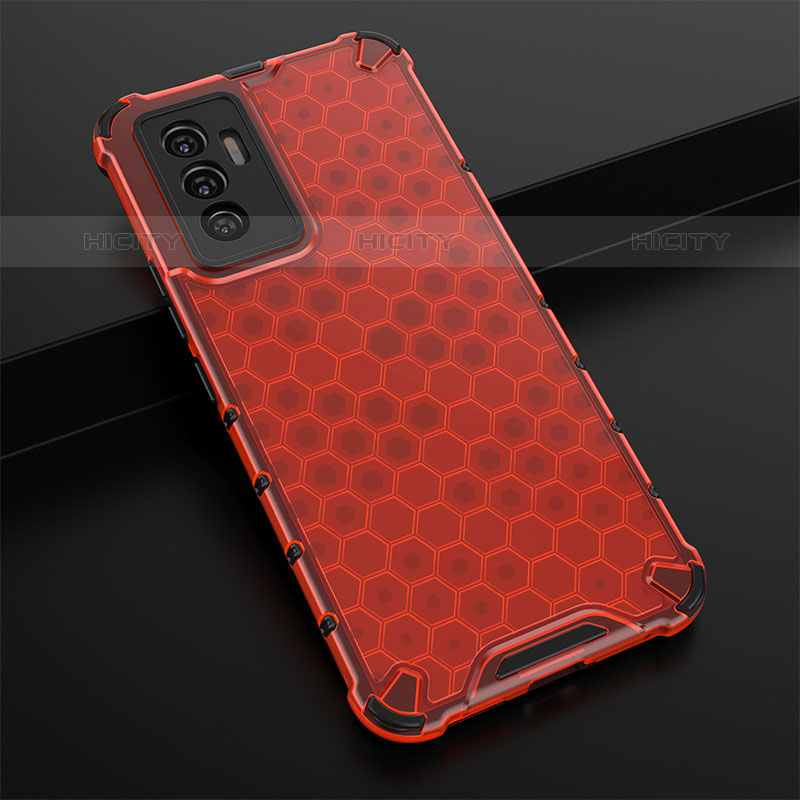 Coque Rebord Contour Silicone et Vitre Transparente Housse Etui 360 Degres AM1 pour Vivo V23e 5G Rouge Plus