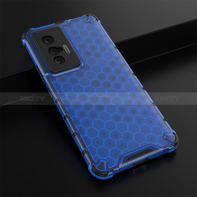 Coque Rebord Contour Silicone et Vitre Transparente Housse Etui 360 Degres AM1 pour Vivo X70 5G Bleu Plus