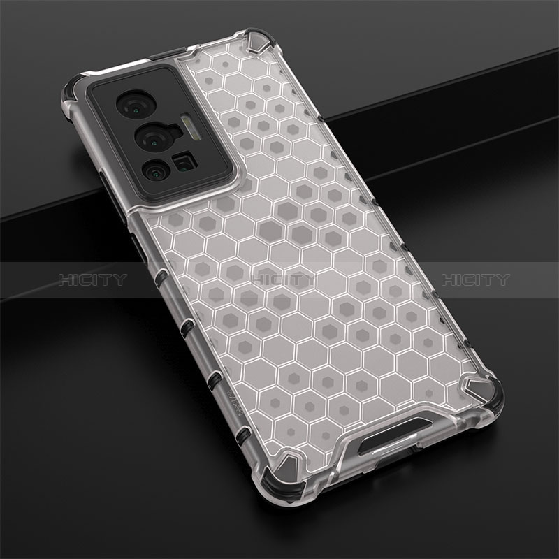 Coque Rebord Contour Silicone et Vitre Transparente Housse Etui 360 Degres AM1 pour Vivo X70 Pro 5G Blanc Plus