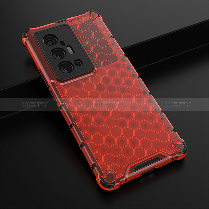 Coque Rebord Contour Silicone et Vitre Transparente Housse Etui 360 Degres AM1 pour Vivo X70 Pro+ Plus 5G Rouge Plus