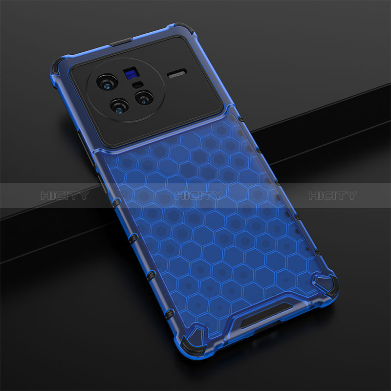 Coque Rebord Contour Silicone et Vitre Transparente Housse Etui 360 Degres AM1 pour Vivo X80 5G Bleu Plus