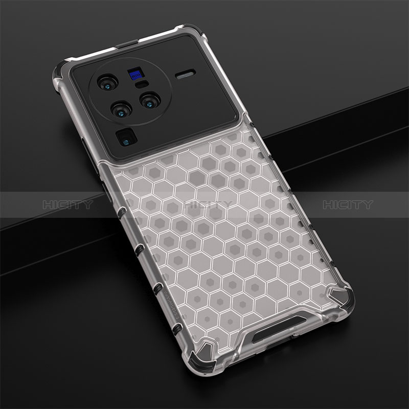 Coque Rebord Contour Silicone et Vitre Transparente Housse Etui 360 Degres AM1 pour Vivo X80 Pro 5G Blanc Plus