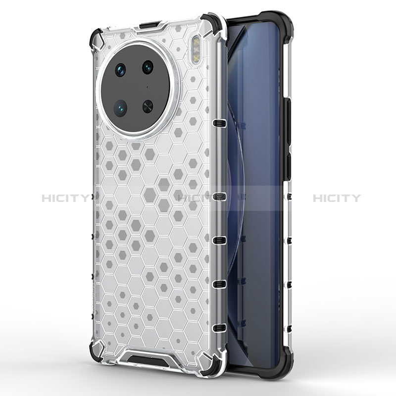 Coque Rebord Contour Silicone et Vitre Transparente Housse Etui 360 Degres AM1 pour Vivo X90 Pro 5G Blanc Plus