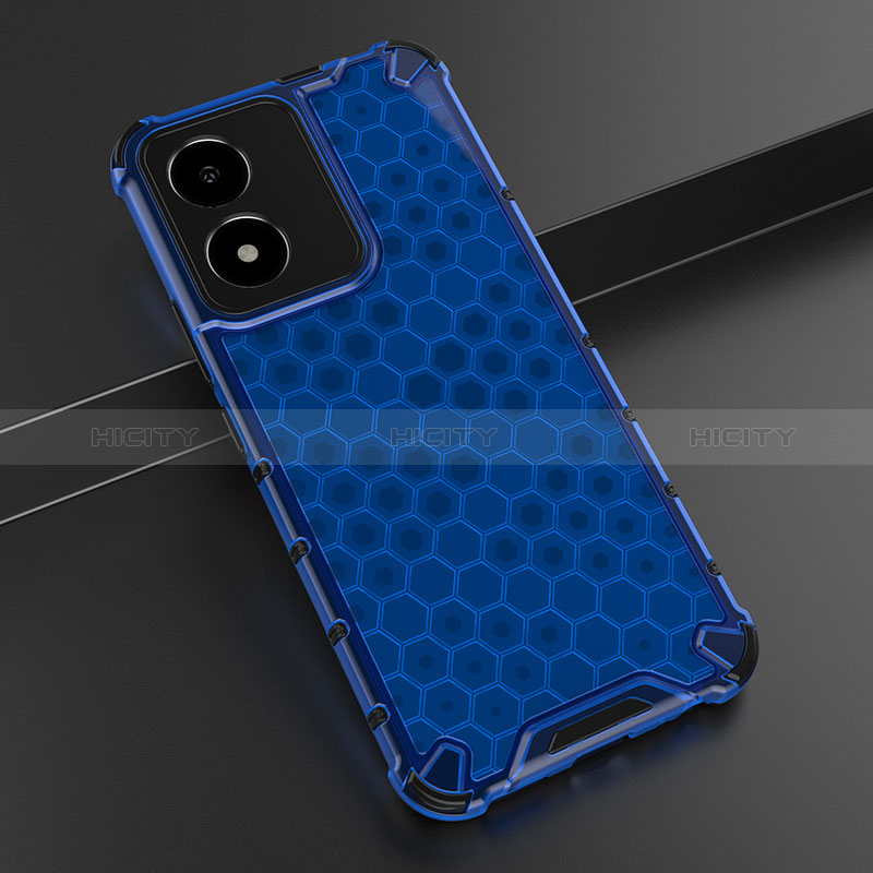 Coque Rebord Contour Silicone et Vitre Transparente Housse Etui 360 Degres AM1 pour Vivo Y02S Bleu Plus