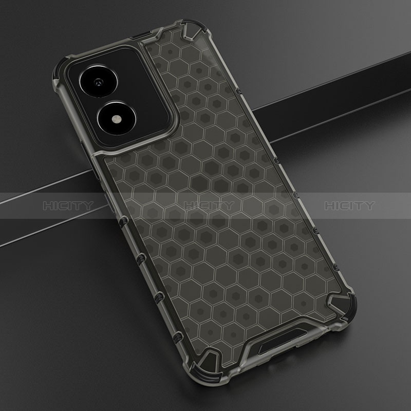 Coque Rebord Contour Silicone et Vitre Transparente Housse Etui 360 Degres AM1 pour Vivo Y02S Noir Plus