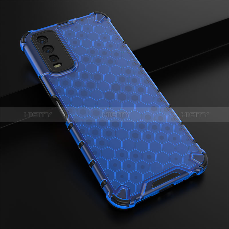 Coque Rebord Contour Silicone et Vitre Transparente Housse Etui 360 Degres AM1 pour Vivo Y11s Bleu Plus