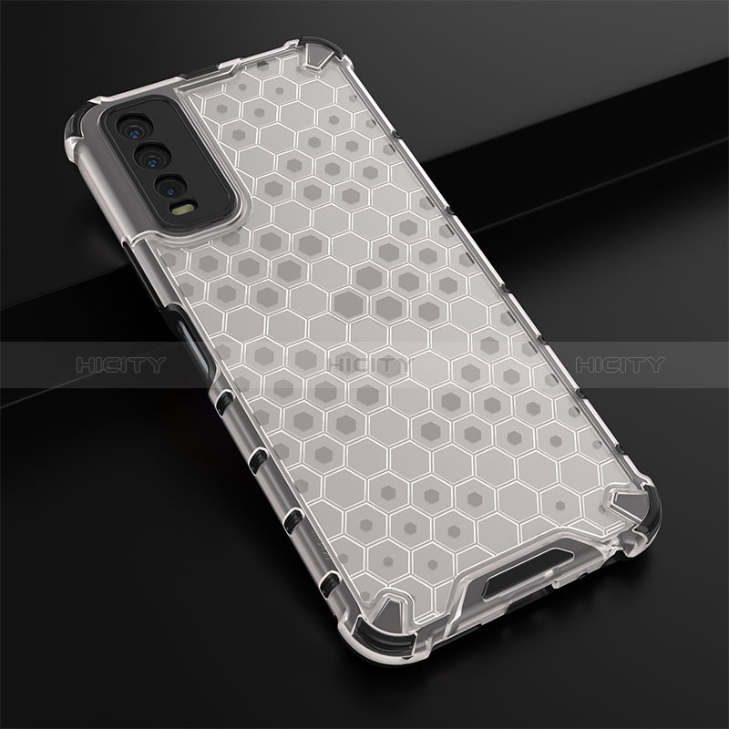 Coque Rebord Contour Silicone et Vitre Transparente Housse Etui 360 Degres AM1 pour Vivo Y12A Blanc Plus