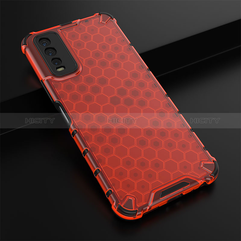 Coque Rebord Contour Silicone et Vitre Transparente Housse Etui 360 Degres AM1 pour Vivo Y12A Rouge Plus