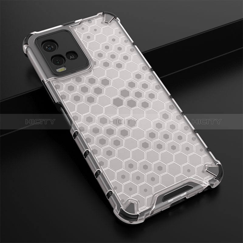 Coque Rebord Contour Silicone et Vitre Transparente Housse Etui 360 Degres AM1 pour Vivo Y21 Blanc Plus