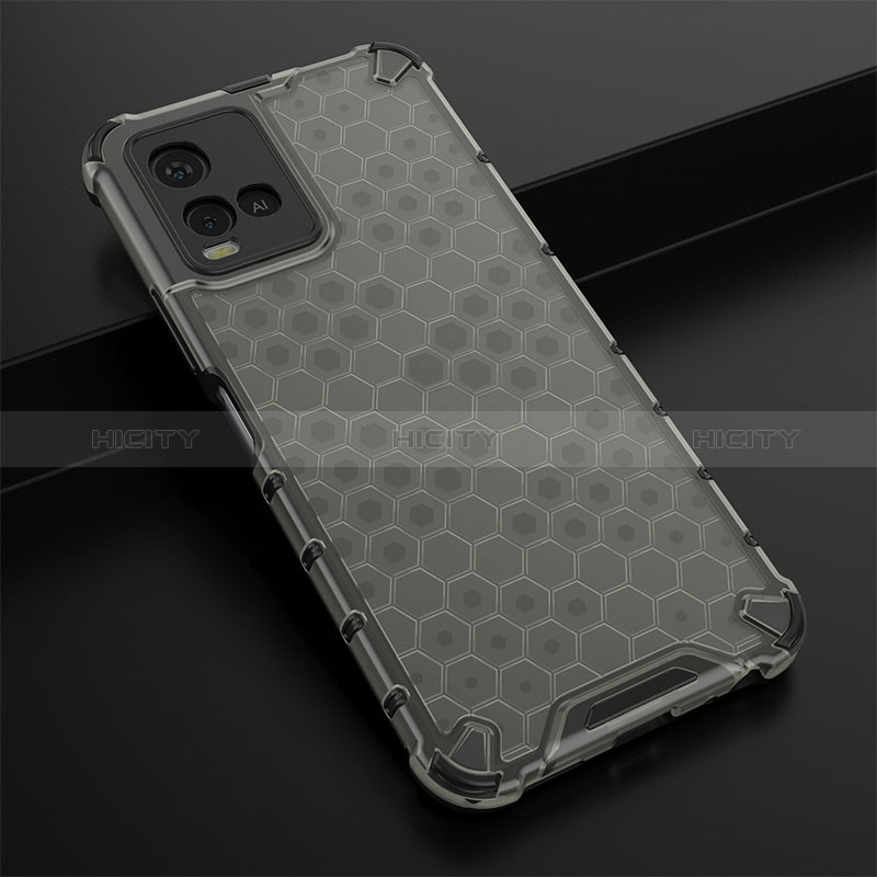 Coque Rebord Contour Silicone et Vitre Transparente Housse Etui 360 Degres AM1 pour Vivo Y21 Noir Plus