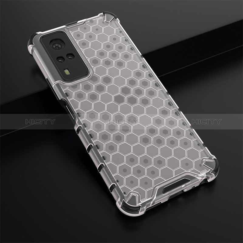 Coque Rebord Contour Silicone et Vitre Transparente Housse Etui 360 Degres AM1 pour Vivo Y31 (2021) Blanc Plus