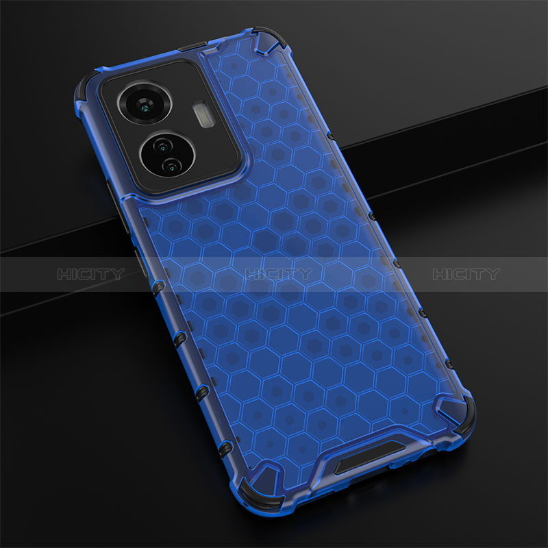 Coque Rebord Contour Silicone et Vitre Transparente Housse Etui 360 Degres AM1 pour Vivo Y55 4G Bleu Plus