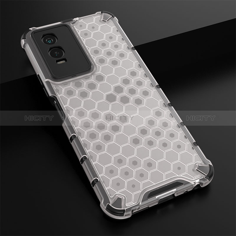 Coque Rebord Contour Silicone et Vitre Transparente Housse Etui 360 Degres AM1 pour Vivo Y76s 5G Blanc Plus