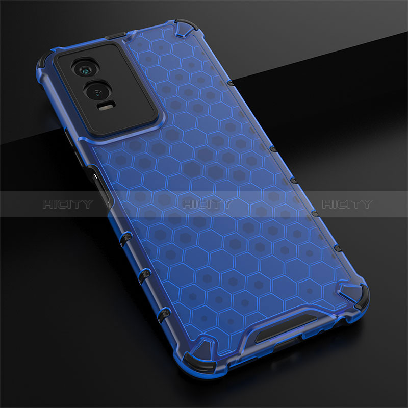 Coque Rebord Contour Silicone et Vitre Transparente Housse Etui 360 Degres AM1 pour Vivo Y76s 5G Bleu Plus