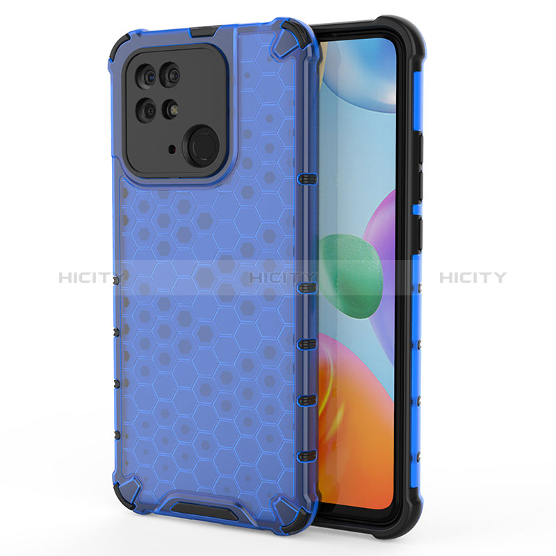 Coque Rebord Contour Silicone et Vitre Transparente Housse Etui 360 Degres AM1 pour Xiaomi Redmi 10 India Bleu Plus