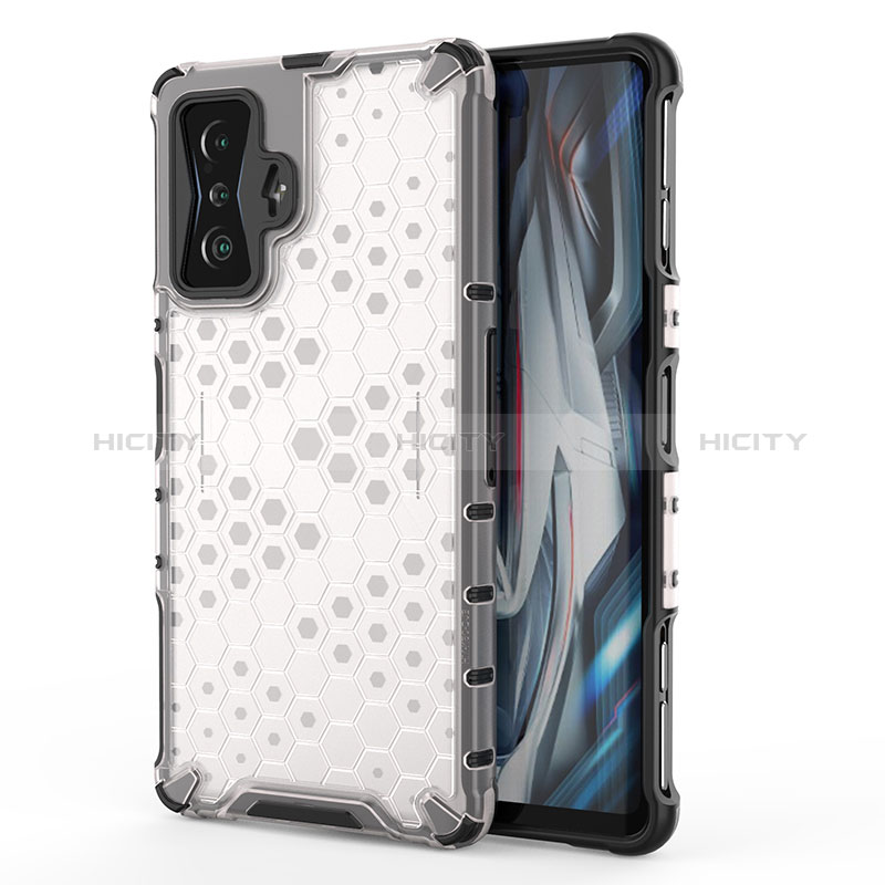 Coque Rebord Contour Silicone et Vitre Transparente Housse Etui 360 Degres AM1 pour Xiaomi Redmi K50 Gaming AMG F1 5G Blanc Plus