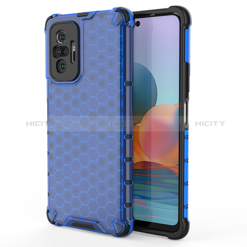 Coque Rebord Contour Silicone et Vitre Transparente Housse Etui 360 Degres AM1 pour Xiaomi Redmi Note 10 Pro 4G Bleu Plus