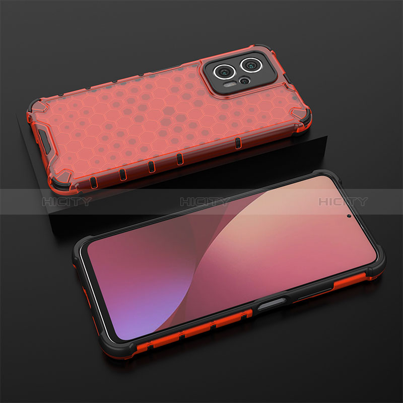 Coque Rebord Contour Silicone et Vitre Transparente Housse Etui 360 Degres AM1 pour Xiaomi Redmi Note 12T Pro 5G Rouge Plus