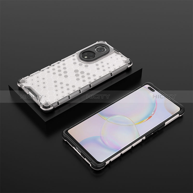 Coque Rebord Contour Silicone et Vitre Transparente Housse Etui 360 Degres AM2 pour Huawei Honor 50 Pro 5G Blanc Plus