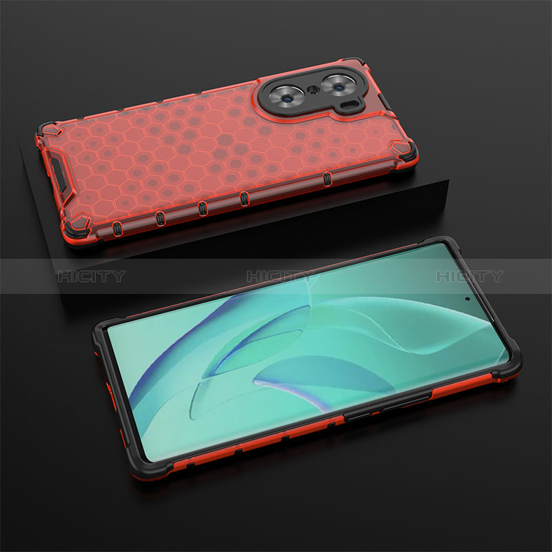 Coque Rebord Contour Silicone et Vitre Transparente Housse Etui 360 Degres AM2 pour Huawei Honor 60 5G Rouge Plus