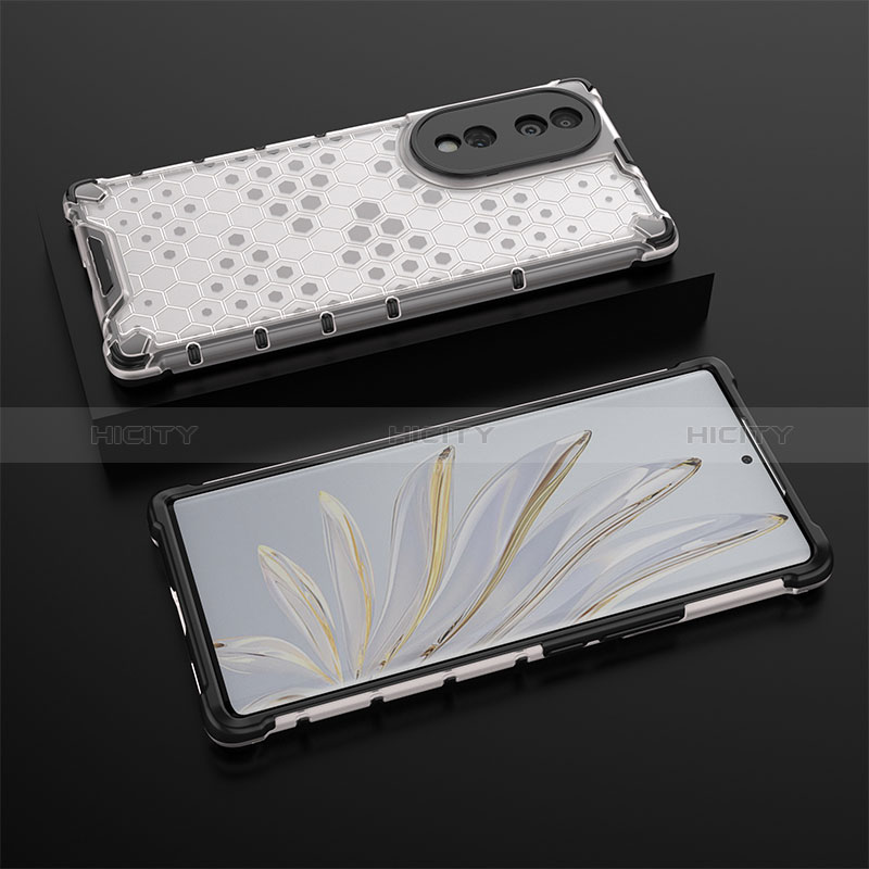 Coque Rebord Contour Silicone et Vitre Transparente Housse Etui 360 Degres AM2 pour Huawei Honor 70 5G Blanc Plus