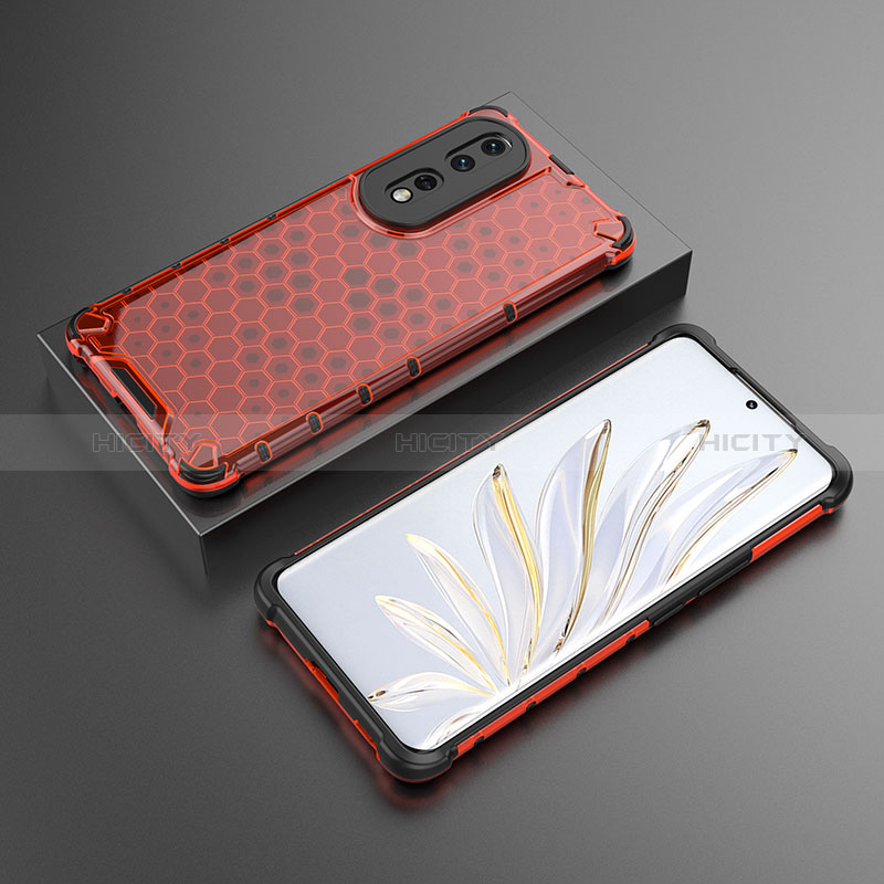 Coque Rebord Contour Silicone et Vitre Transparente Housse Etui 360 Degres AM2 pour Huawei Honor 80 Pro 5G Rouge Plus