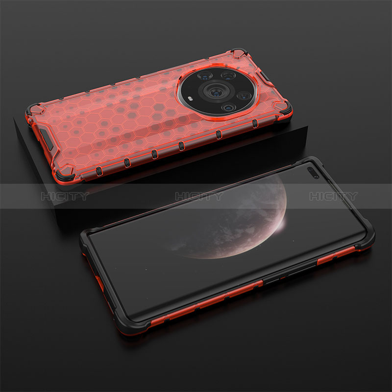 Coque Rebord Contour Silicone et Vitre Transparente Housse Etui 360 Degres AM2 pour Huawei Honor Magic3 Pro+ Plus 5G Rouge Plus