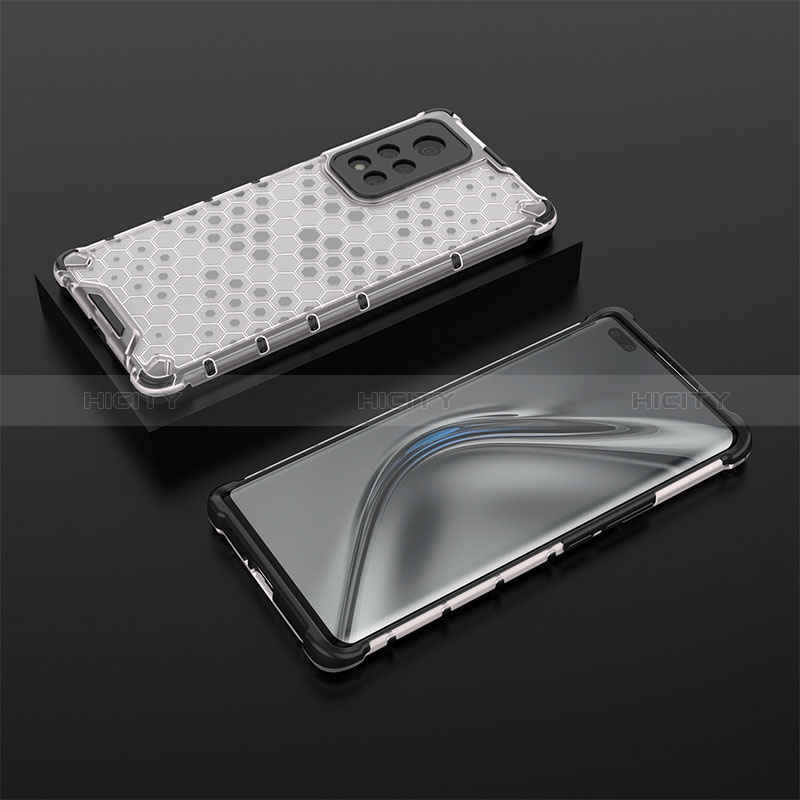 Coque Rebord Contour Silicone et Vitre Transparente Housse Etui 360 Degres AM2 pour Huawei Honor V40 5G Blanc Plus