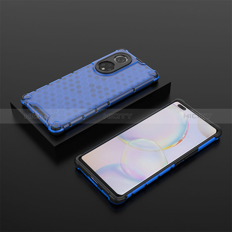 Coque Rebord Contour Silicone et Vitre Transparente Housse Etui 360 Degres AM2 pour Huawei Nova 9 Pro Bleu Plus