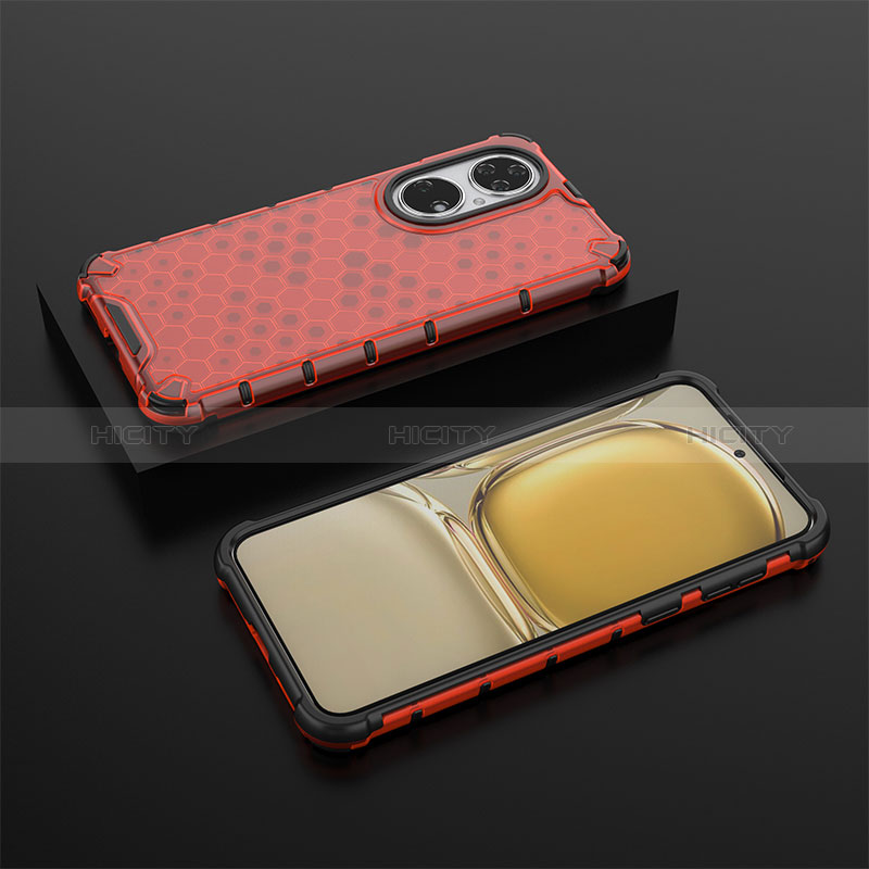 Coque Rebord Contour Silicone et Vitre Transparente Housse Etui 360 Degres AM2 pour Huawei P50 Pro Rouge Plus