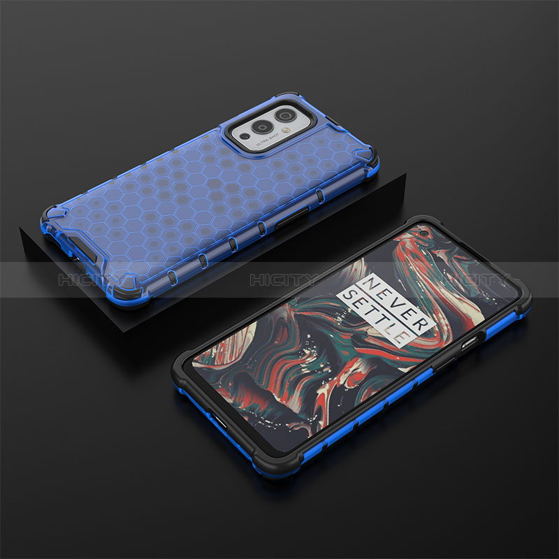 Coque Rebord Contour Silicone et Vitre Transparente Housse Etui 360 Degres AM2 pour OnePlus 9 5G Bleu Plus