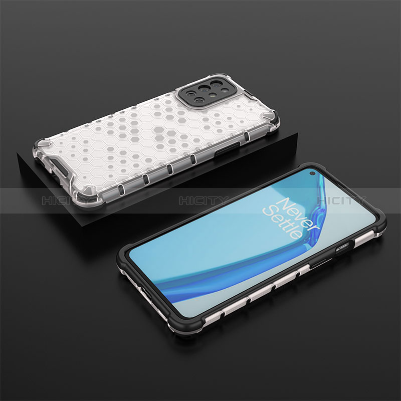 Coque Rebord Contour Silicone et Vitre Transparente Housse Etui 360 Degres AM2 pour OnePlus 9R 5G Blanc Plus