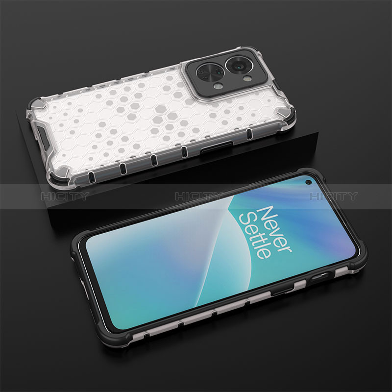 Coque Rebord Contour Silicone et Vitre Transparente Housse Etui 360 Degres AM2 pour OnePlus Nord 2T 5G Blanc Plus