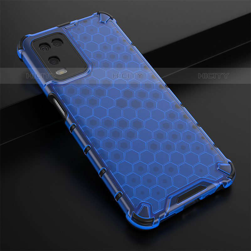 Coque Rebord Contour Silicone et Vitre Transparente Housse Etui 360 Degres AM2 pour Oppo A54 4G Bleu Plus