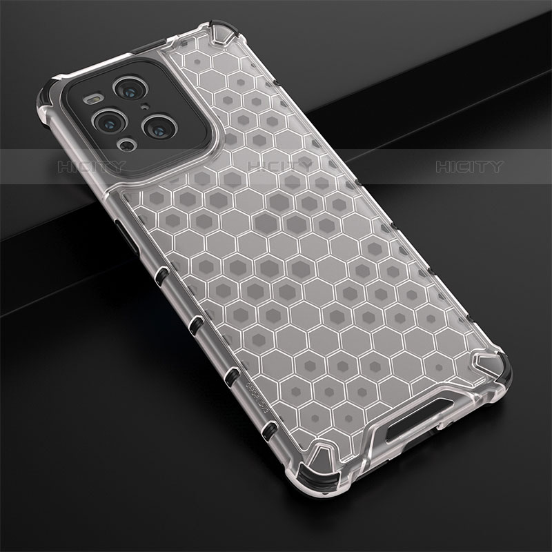 Coque Rebord Contour Silicone et Vitre Transparente Housse Etui 360 Degres AM2 pour Oppo Find X3 Pro 5G Blanc Plus