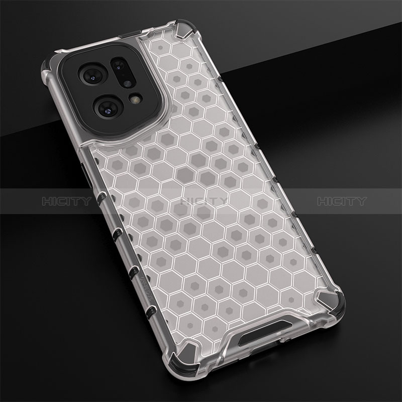 Coque Rebord Contour Silicone et Vitre Transparente Housse Etui 360 Degres AM2 pour Oppo Find X5 5G Blanc Plus