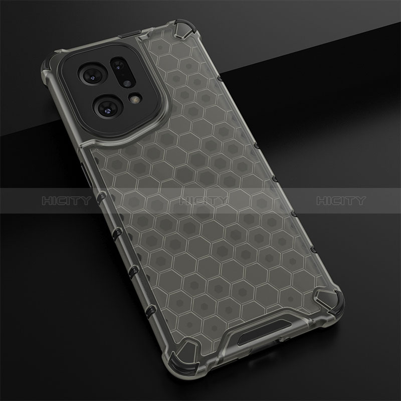 Coque Rebord Contour Silicone et Vitre Transparente Housse Etui 360 Degres AM2 pour Oppo Find X5 5G Noir Plus