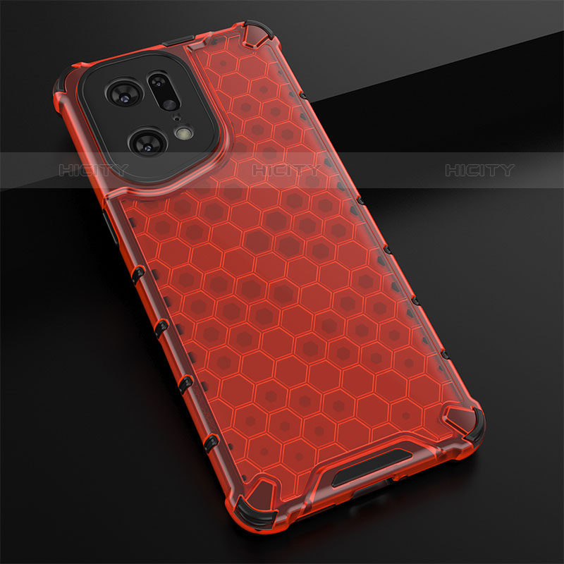 Coque Rebord Contour Silicone et Vitre Transparente Housse Etui 360 Degres AM2 pour Oppo Find X5 Pro 5G Rouge Plus