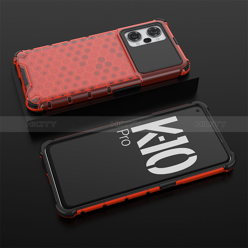 Coque Rebord Contour Silicone et Vitre Transparente Housse Etui 360 Degres AM2 pour Oppo K10 Pro 5G Rouge Plus