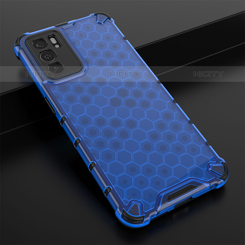 Coque Rebord Contour Silicone et Vitre Transparente Housse Etui 360 Degres AM2 pour Oppo Reno6 5G Bleu Plus