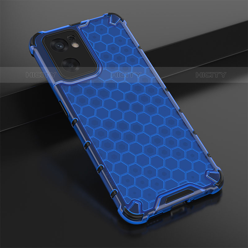 Coque Rebord Contour Silicone et Vitre Transparente Housse Etui 360 Degres AM2 pour Oppo Reno7 SE 5G Bleu Plus