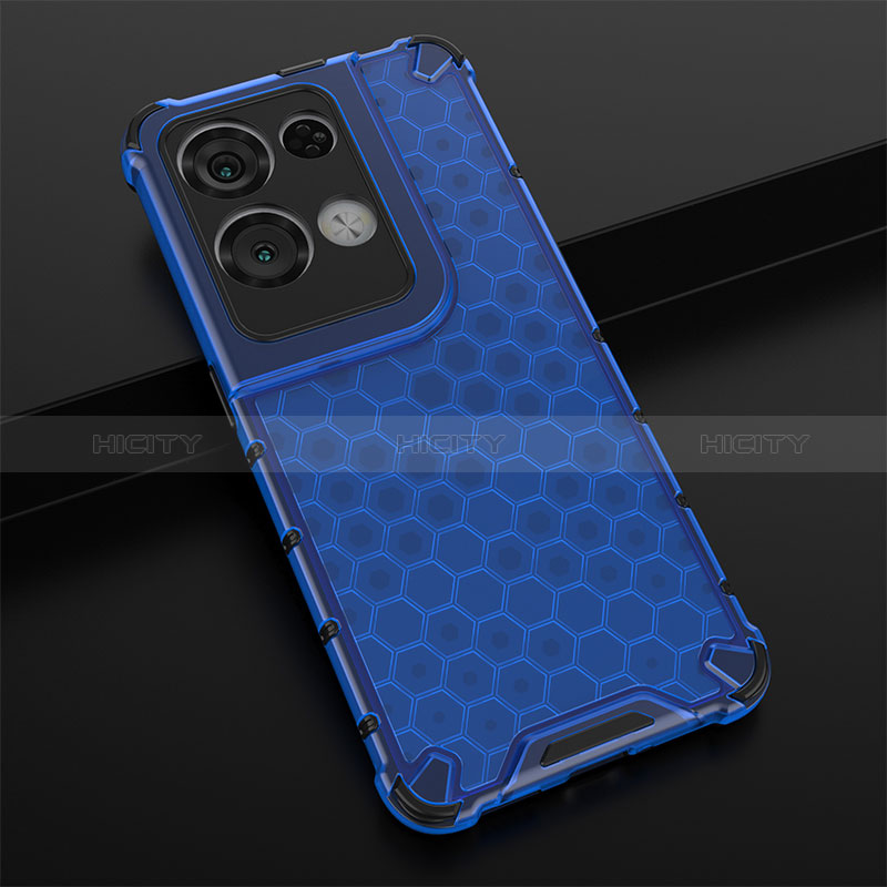 Coque Rebord Contour Silicone et Vitre Transparente Housse Etui 360 Degres AM2 pour Oppo Reno9 Pro+ Plus 5G Bleu Plus