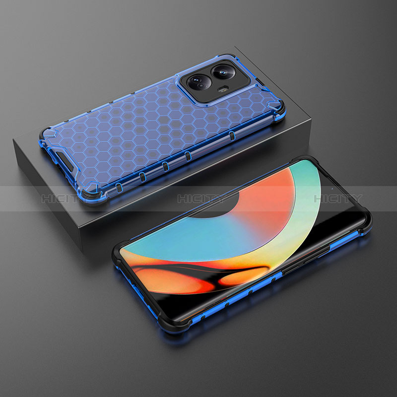 Coque Rebord Contour Silicone et Vitre Transparente Housse Etui 360 Degres AM2 pour Realme 10 Pro+ Plus 5G Bleu Plus